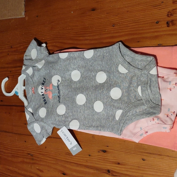 Nwt Carter's 3 pc short sleeve onesie outfit sz 6 months - Picture 1 of 2